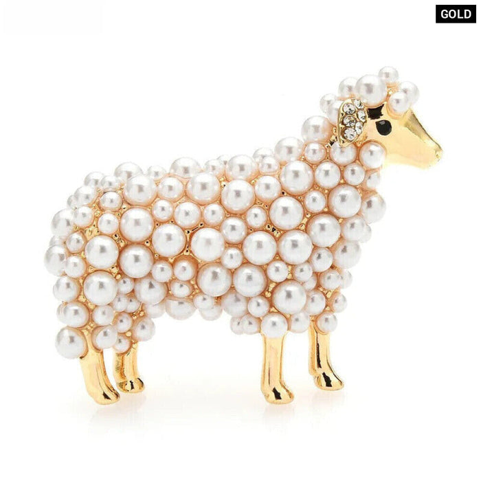 2 Colour Pearl Sheep Brooch Fun Animal Party Pin