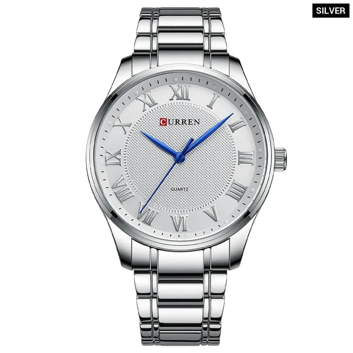 Quartz Mens Watch With Stainless Steel Band For Business Brand Silver Wristwatch For Male