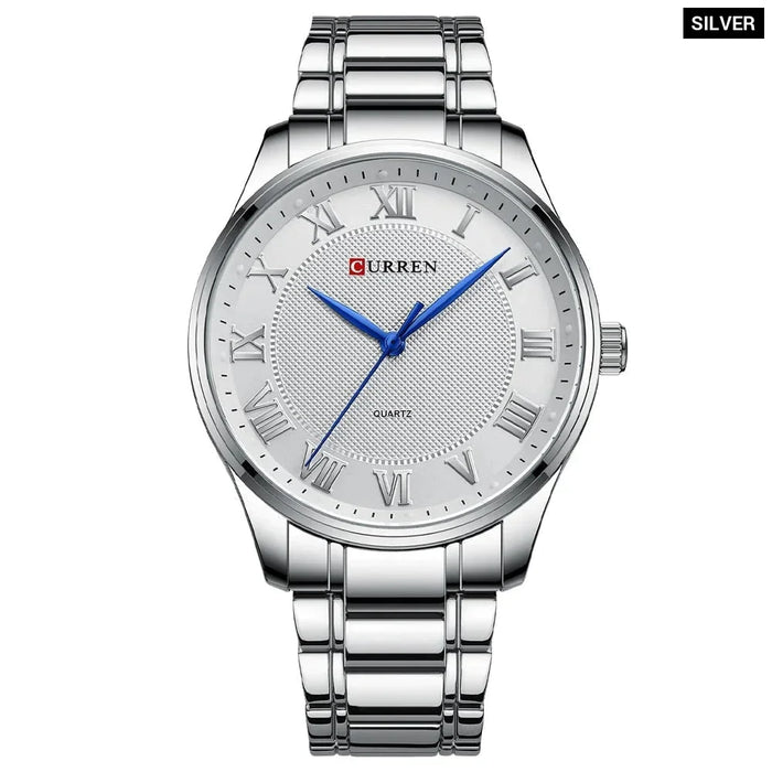 Classic Casual Watch For Men With Stainless Steel Band Quartz Wristwatches With Rome Numbers For Business Man