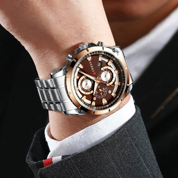 Casual Stainless Steel Chronograph Quartz Male Wristwatch