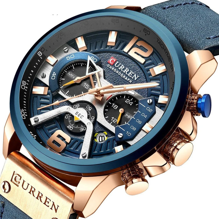 Casual Sport Watches For Men Military Leather Wrist Watch Man Clock Fashion Chronograph Wristwatch