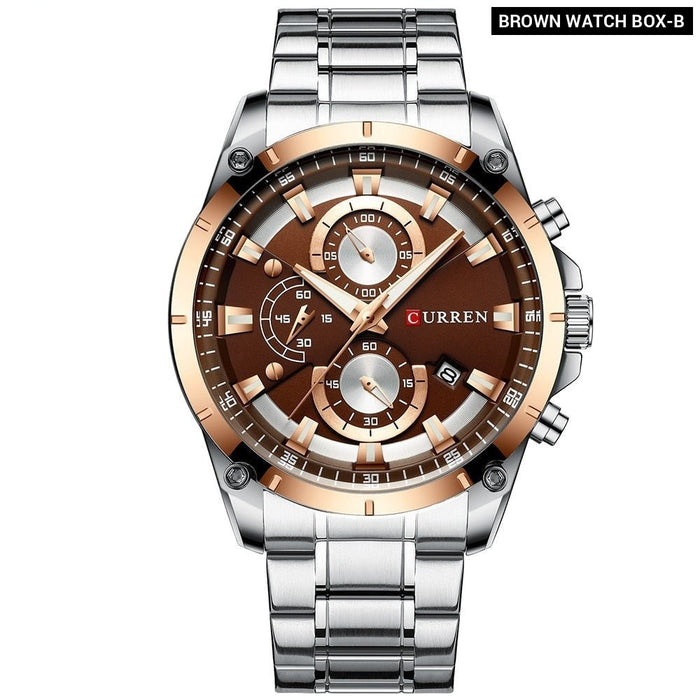 Creative Design Watches Men Luxury Casual Quartz Wristwatch with Stainless Steel Chronograph Sport Watch Male Clock