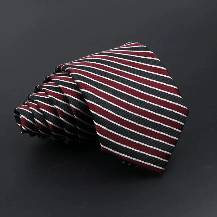 Classic Mens Tie Business Solid Colour Stripe Plaid Dots 7Cm Jacquard Wedding Daily Wear Cravat Gift