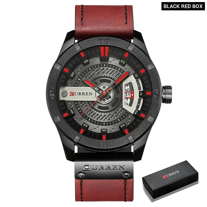 Men Military Sports Watches Men'S Quartz Date Clock Man Casual Leather Wristwatches