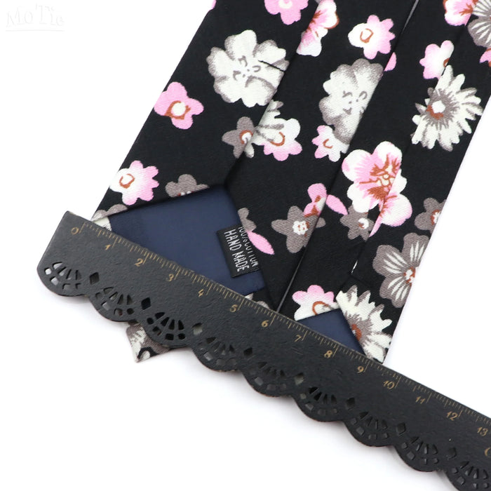 Floral Tie 100% Cotton Skinny Fit Wedding And Party Ready