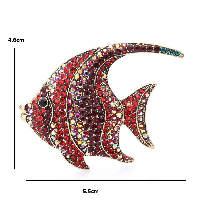 Rhinestone Fish Broochs 3 Colour Metal Flat Pin