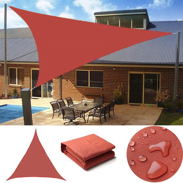 Rust Red 300D Triangle Patio Shade Sail Waterproof Awning Outdoor Sun Shelter Garden Pool Shade