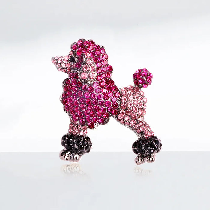 Rhinestone Poodle Dog Broochs 2 Colour Animal Pin