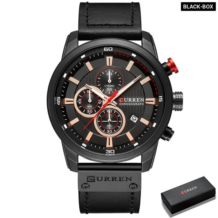 Fashion Leather Strap Quartz Men Watches Casual Date