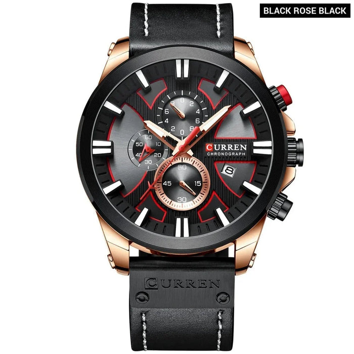 Leather Quartz Clock Fashion Chronograph Wristwatch Male Sport Military Watch