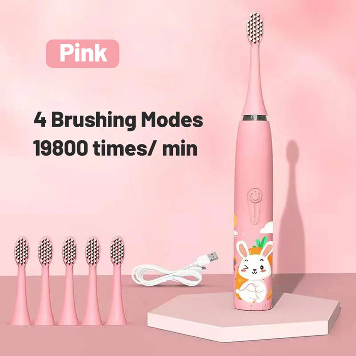 Kids Cartoon Electric Toothbrush With Replaceable Head