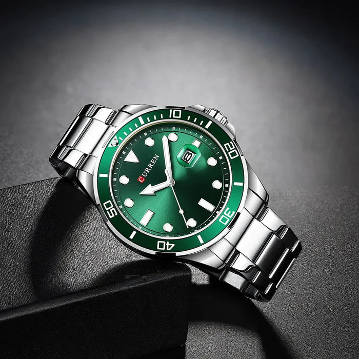 Fashion Business Mens Wristwatches Green Clock Male Quartz