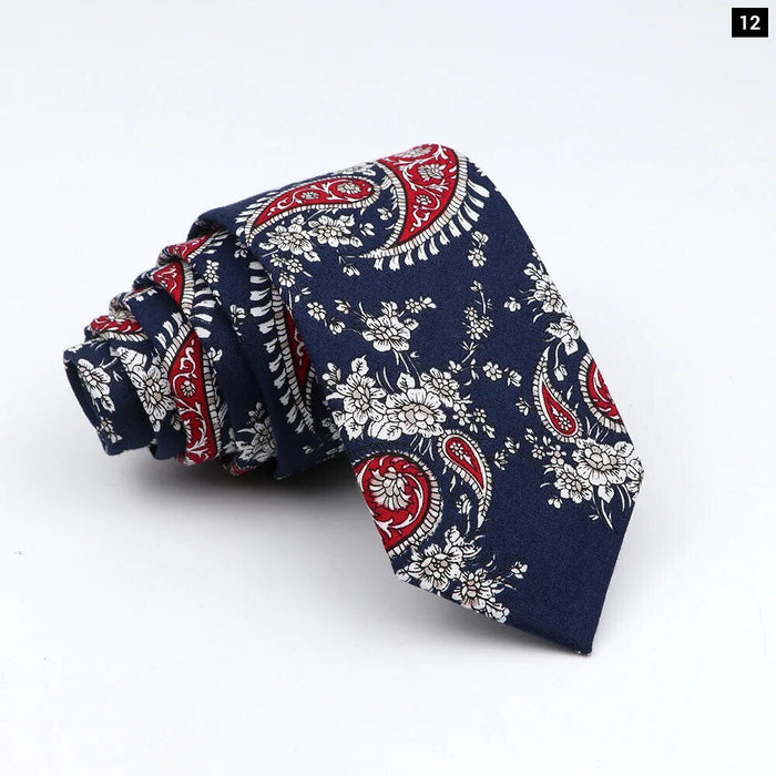 Floral Tie 100% Cotton Skinny Fit Wedding And Party Ready