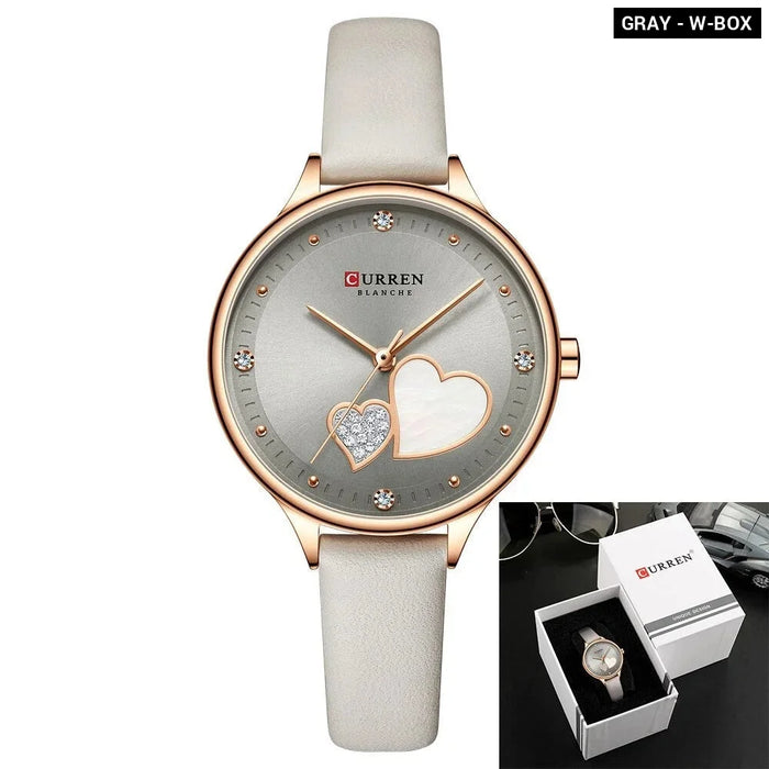 Elegant Leather Quartz Wristwatch With Rhinestone Watches For Female