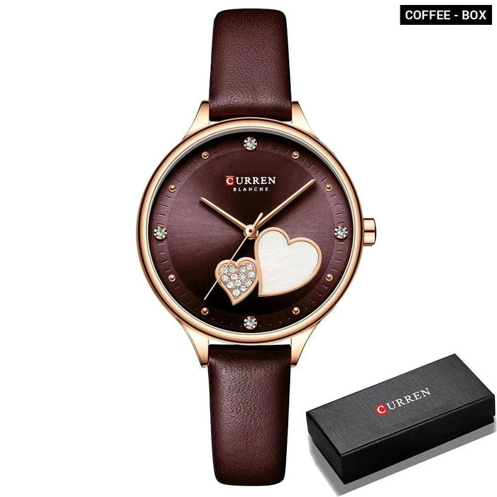 Elegant Leather Fashion Rhinestone Quartz Wristwatch For Women