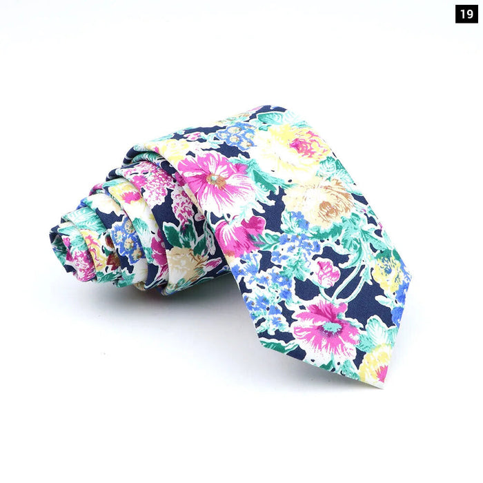 Floral Skinny Tie For Men Weddings And Parties