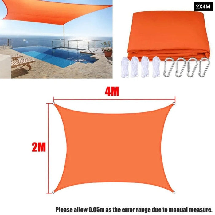 Orange All size Waterproof Sun Shade Sail Square Rectangle Triangle Garden Terrace Canopy Swim Shade Camp Hiking Yard Awnings