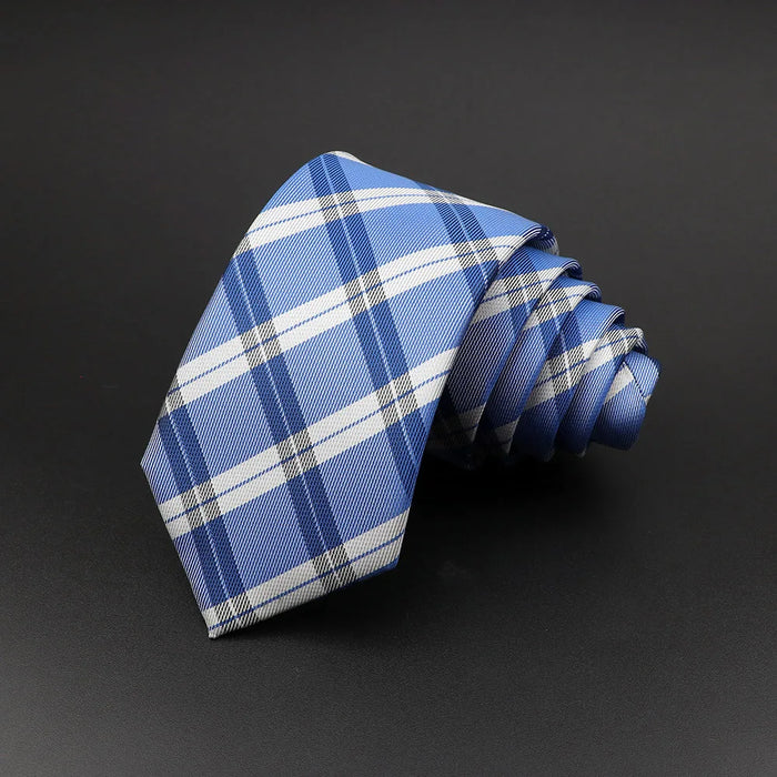 Classic Plaid Striped Tie For Weddings Business And Parties