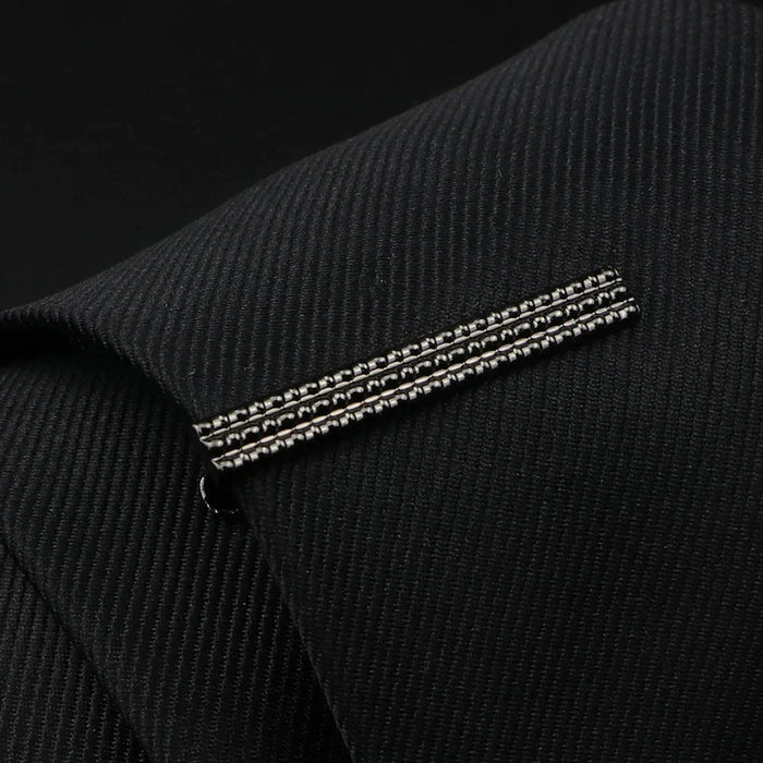 Mens Tie Clips Black And Silver Tone