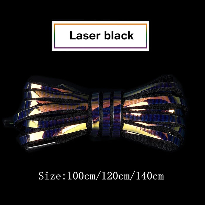 1Pair Semicircle Reflective Luminous Laser Sequin Shoe Laces 100/120/140Cm Length