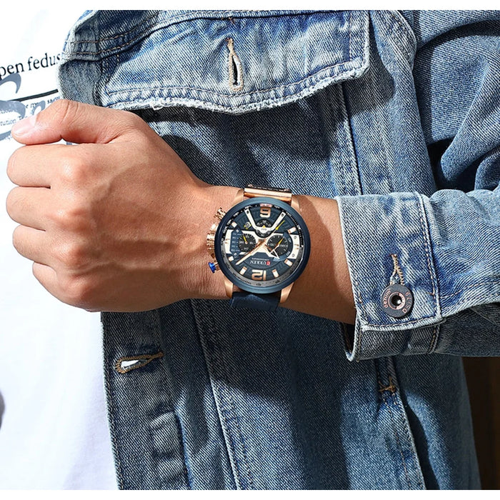 Casual Sport Watches For Men Military Leather Wrist Watch Man Clock Fashion Chronograph Wristwatch