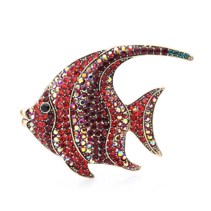 Rhinestone Fish Broochs 3 Colour Metal Flat Pin