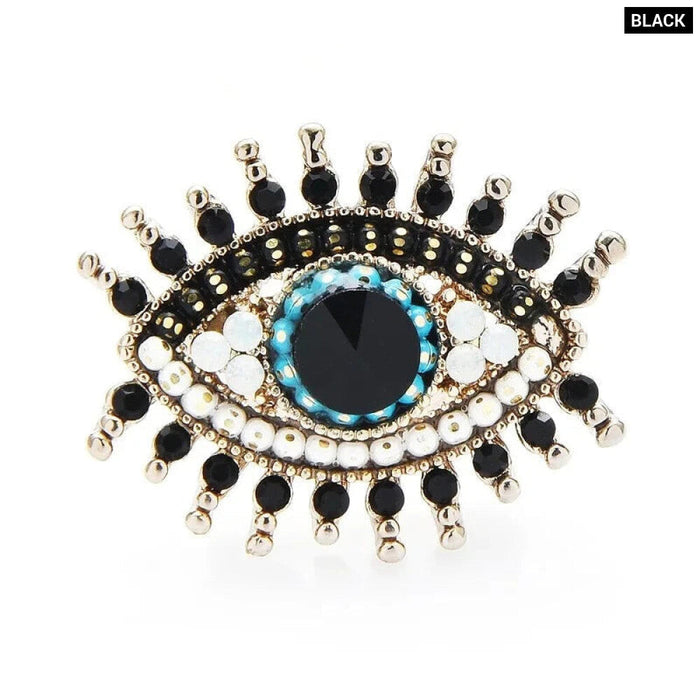 Black Blue Eye Brooch Simulated Pearl Collar Pin