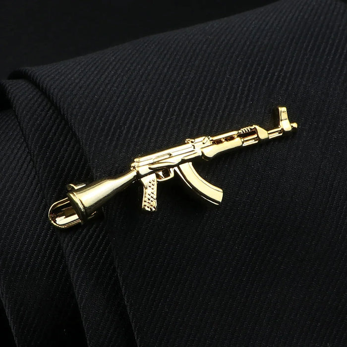 Feather Gun Tie Clip Gold Silver Mens Jewelry