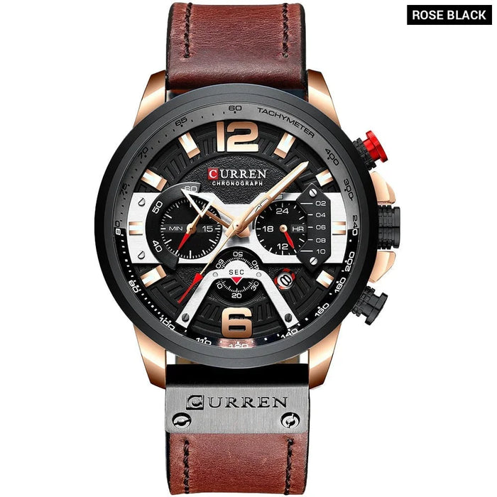 Stainless Steel Waterproof Military Chronograph Sport Quartz Wristwatch For Men