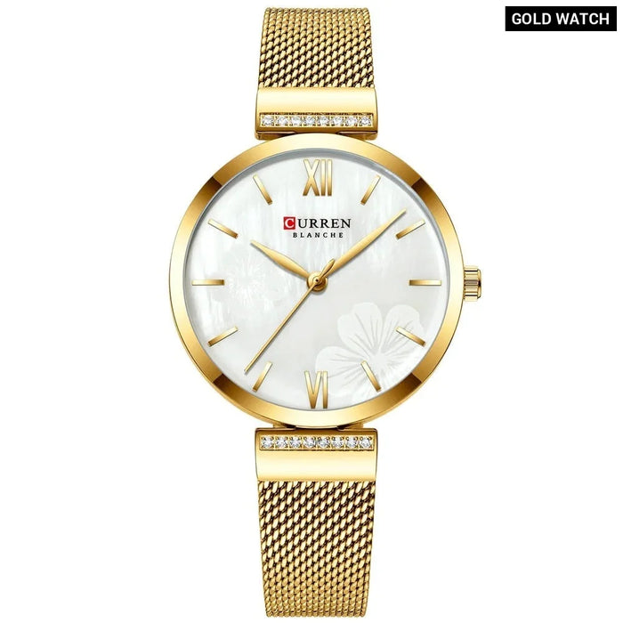 Elegant Simple Quartz Gold Wristwatch For Women