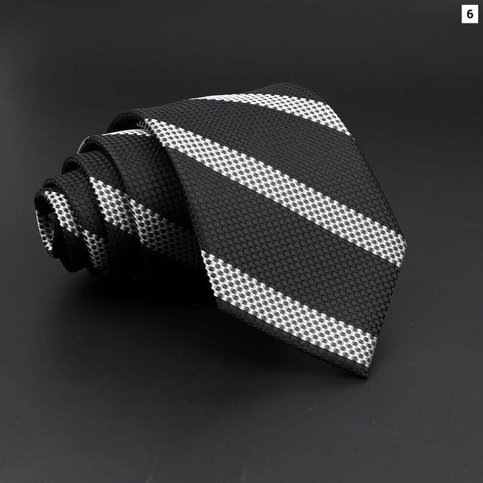 Mens Jacquard Striped Tie For Business Weddings And Daily Wear