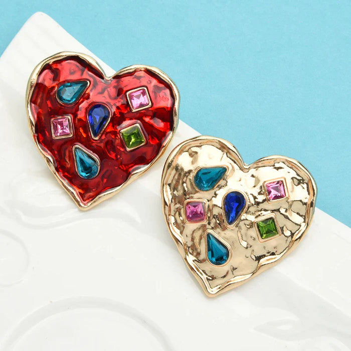 Heart Broochs Rhinestone Red Heart Badge Pin