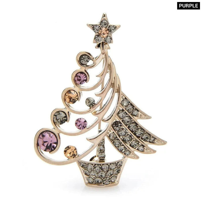 Rhinestone Christmas Tree Brooch 2 Colour