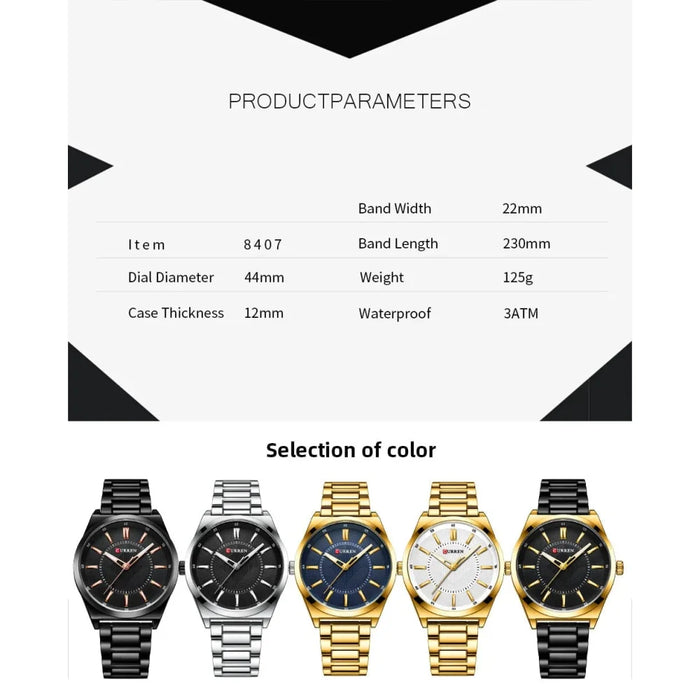 Man Watch Fashion Stainless Steel Quartz Wristwatches Thin Watches For Men Gold Clock