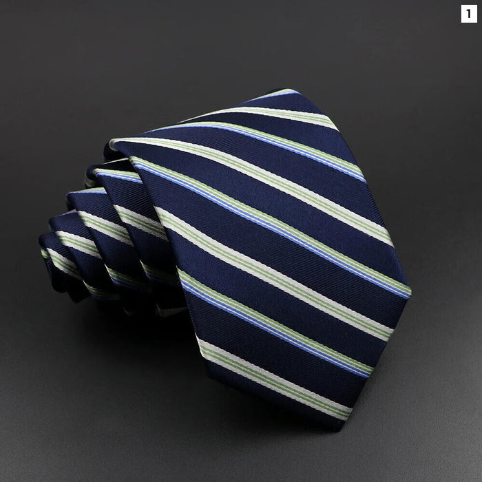 Silk Tie 8.5cm Striped Necktie For Men Grey Pink Blue