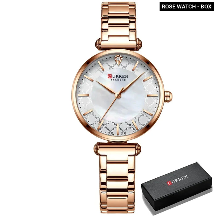 Elegant Thin Quartz Stainless Steel Wristwatch For Women