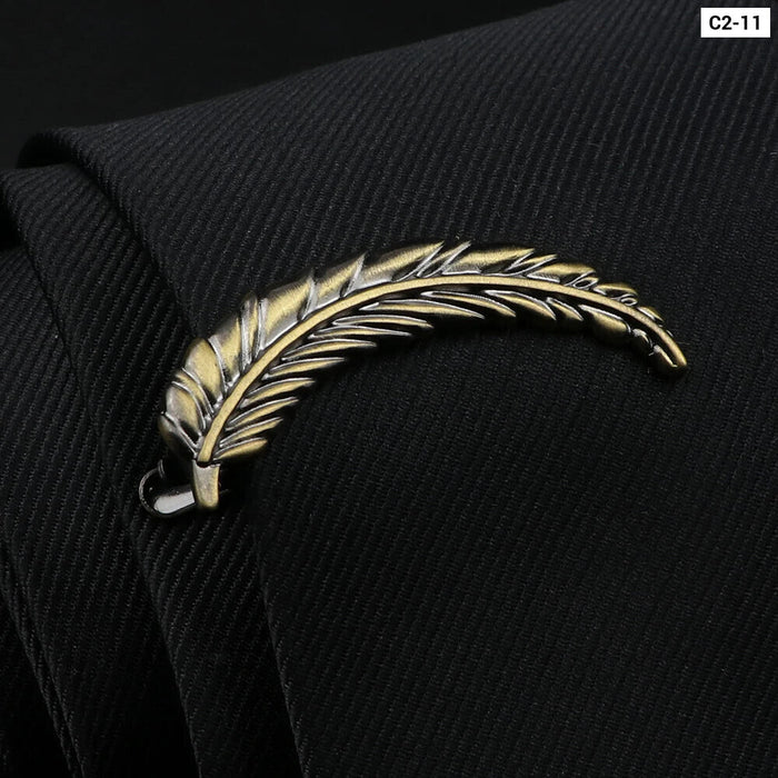 Feather Gun Tie Clip Gold Silver Mens Jewelry