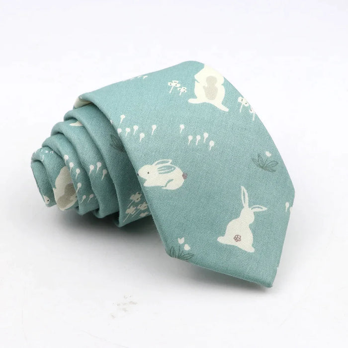 Floral Tie For Men Classic Cotton Necktie Weddings