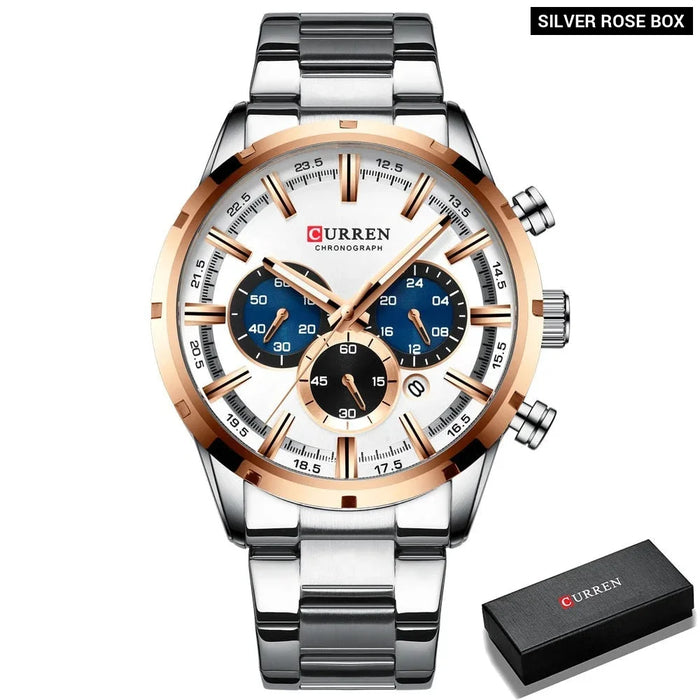 Fashion Watches With Stainless Steel Sports Chronograph Quartz Watch Men