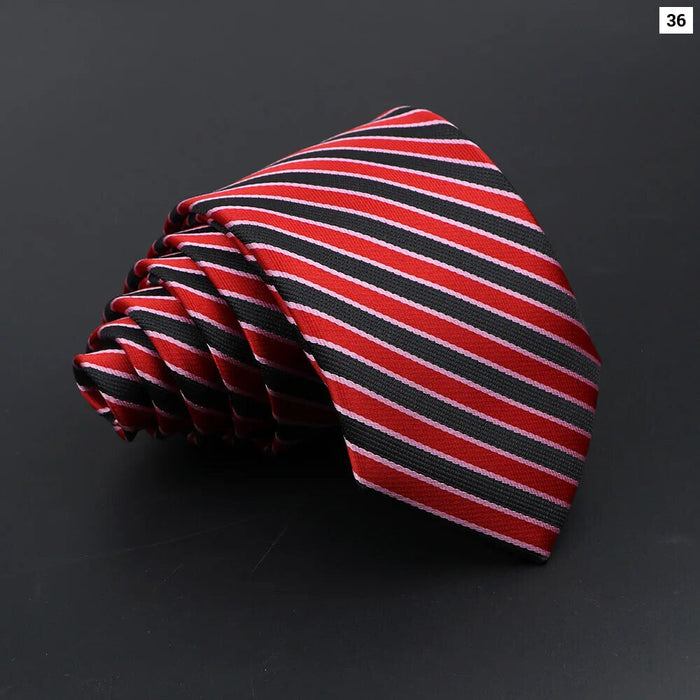 Classic Mens Tie Business Solid Colour Stripe Plaid Dots 7Cm Jacquard Wedding Daily Wear Cravat Gift