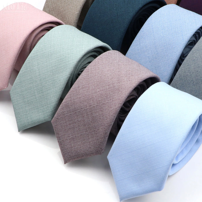 Mens Skinny Tie Wrinkle-Free Wedding Necktie In Pink Blue Or Grey