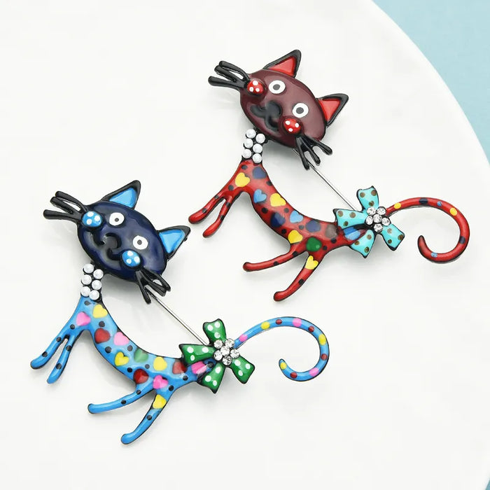 Cat Brooches 2 Colour Enamel Animal Pins