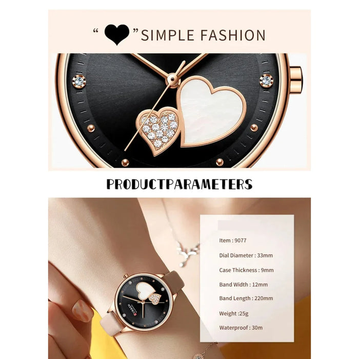 Elegant Leather Fashion Rhinestone Quartz Wristwatch For Women