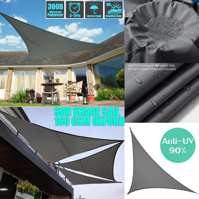 300D Dark Grey Waterproof Oxford Garden Awnings Shade Sail Right Triangle Sunshade Uv Protection Outdoor Camping