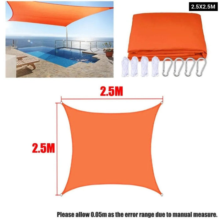 Orange All size Waterproof Sun Shade Sail Square Rectangle Triangle Garden Terrace Canopy Swim Shade Camp Hiking Yard Awnings