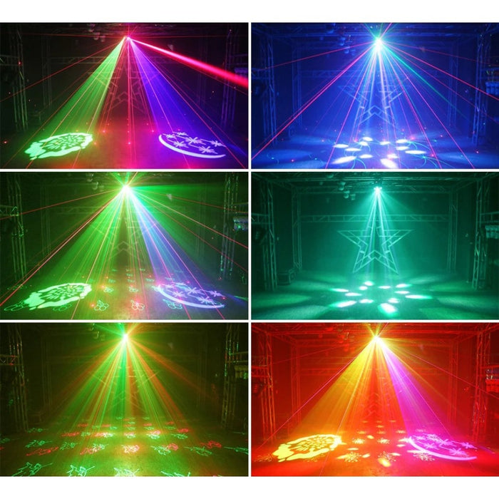 4 IN 1 LED Gobo Strobe Bee Eye Laser Patterns Project DMX Stage Lighting Effect DJ Disco Party Dance Holiday Wedding Light