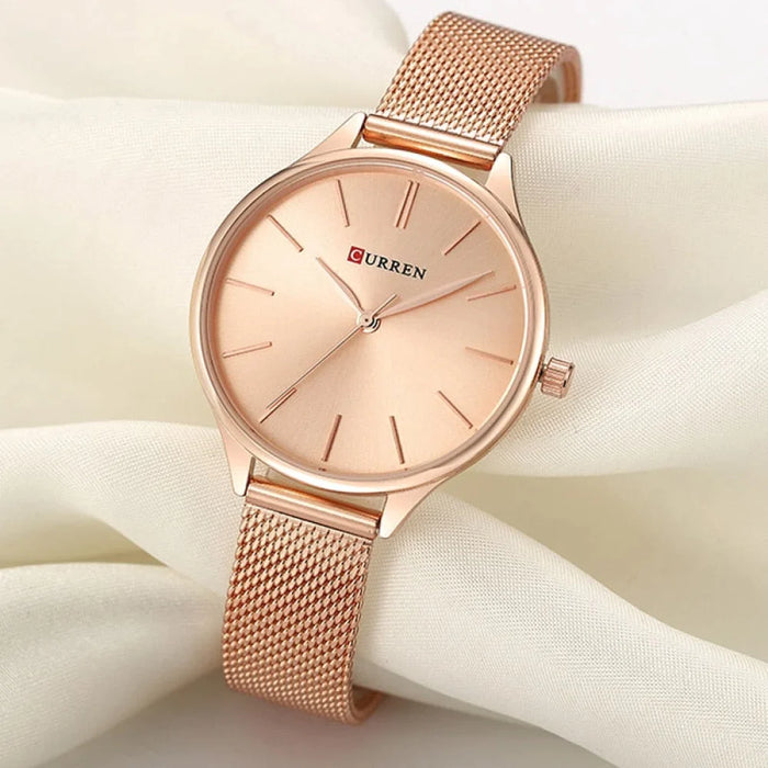 Women Brand Fashion Dress Ladies Bracelet Watch Rose Gold Clock