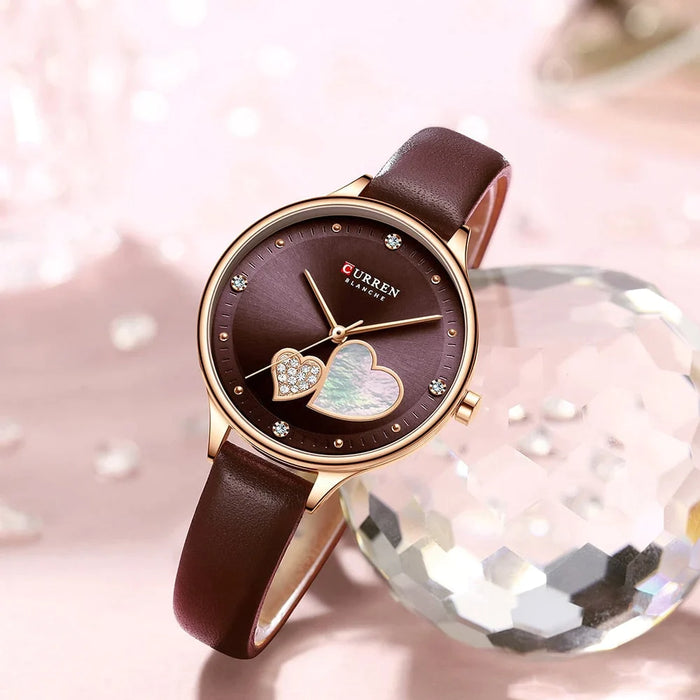 Charming Rhinestone Leather Quartz Wristwatch For Women