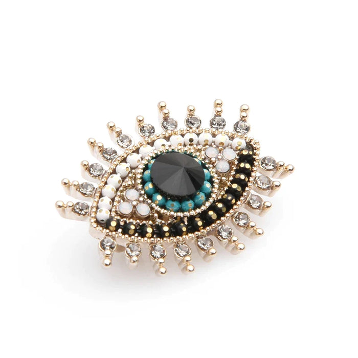 Black Blue Eye Brooch Simulated Pearl Collar Pin