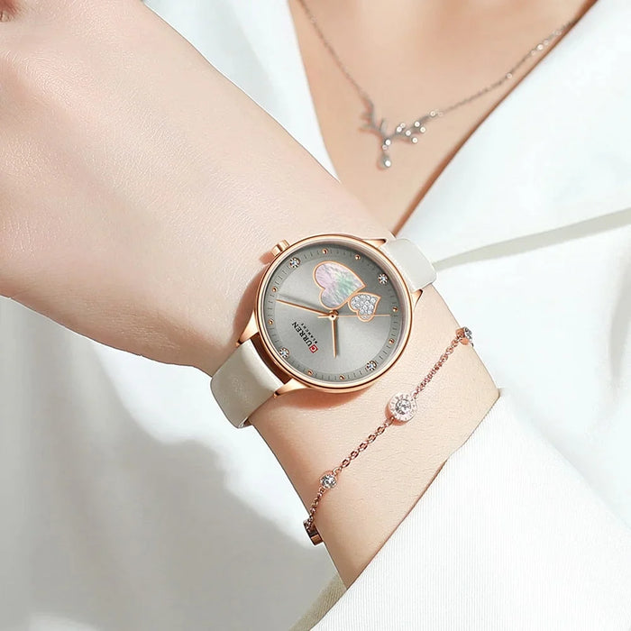 Charming Rhinestone Leather Quartz Wristwatch For Women